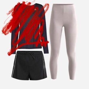 BUNDLE Black Shorts + Taupe / Beige Leggings Yoga Pants